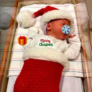 Christmas stocking and hat for newborn
